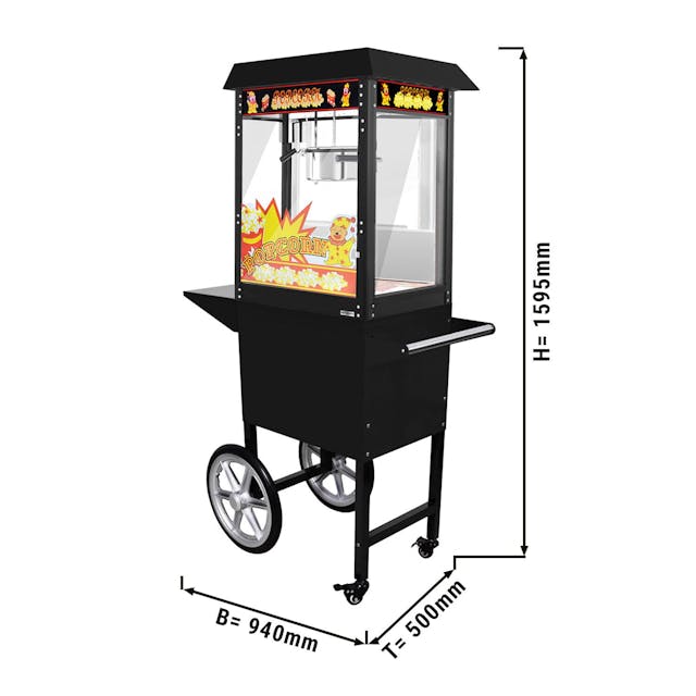 Popcornovač vč. vozíku - 5 kg/h - s 1 kotlem