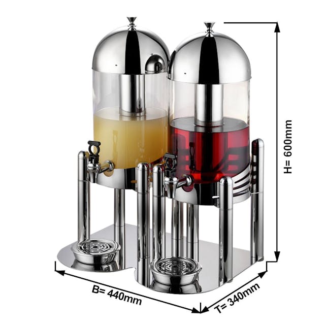Double juice dispenser 2x 6 Litre - Chrom