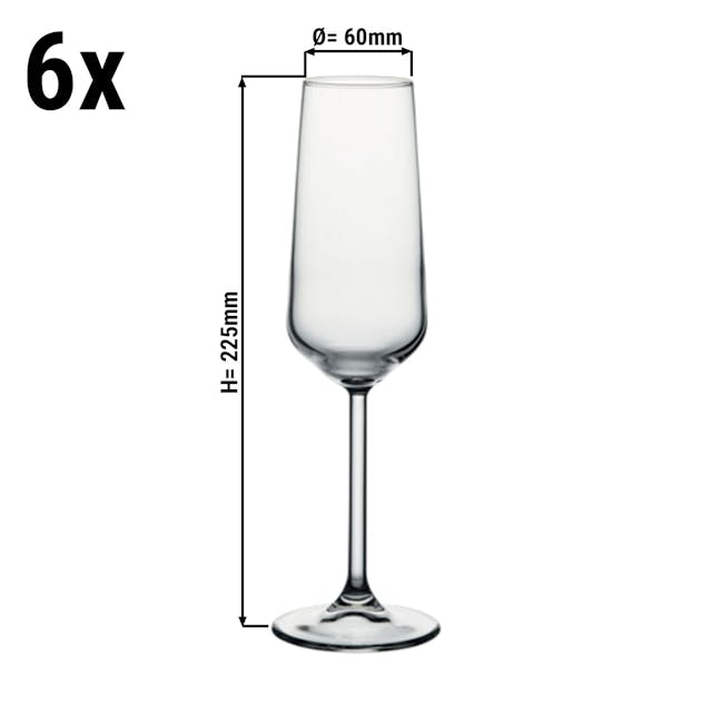 (6 Kusů) Sklenice na šampaňské - ALLEGRA - 195 ml - transparentní