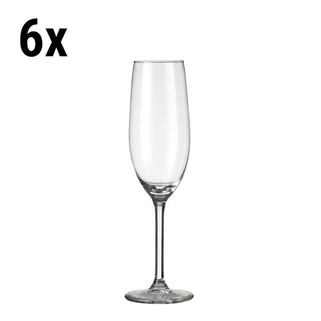 (6 Kusů) Sklenice na šampaňské - VENICE - 210 ml - transparentní
