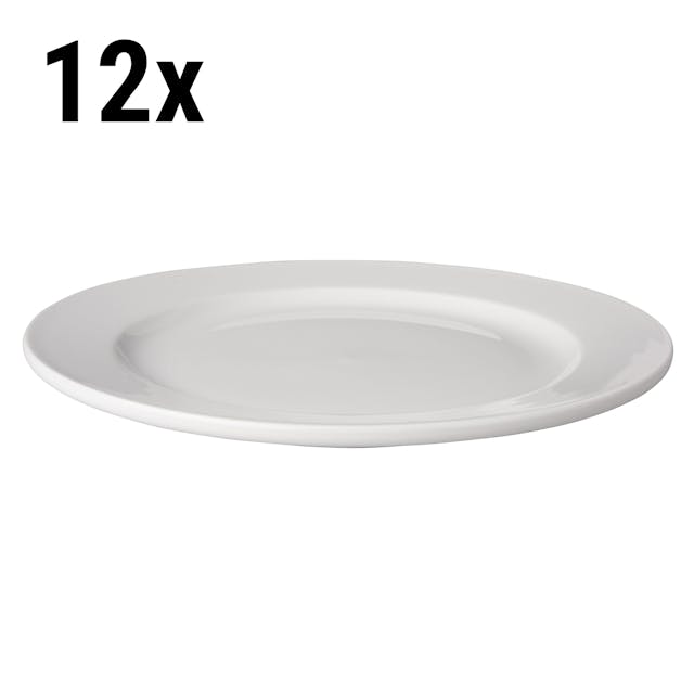 (12 pieces) BUDGETLINE  Plate flat Mammoet - Ø 24,5 cm - White