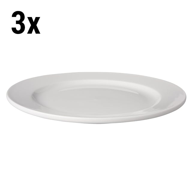 (3 pieces) BUDGETLINE  Plate flat Mammoet - Ø 24,5 cm - White