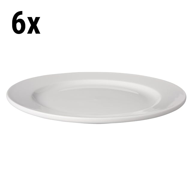 (6 pieces) BUDGETLINE  Plate flat Mammoet - Ø 24,5 cm - White