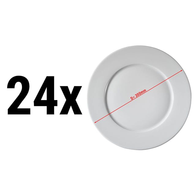 (24 Kusů) PERA bílá - Talíř mělký - Talíř na pizzu - Ø 30 cm