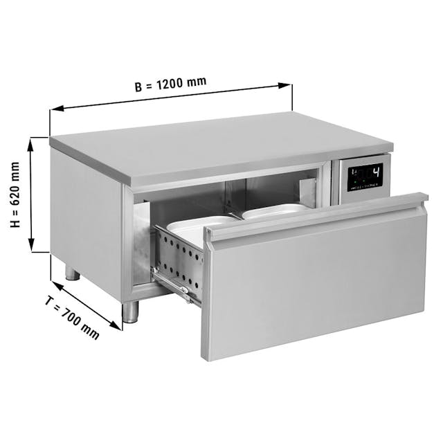 Kombinace lednice a mrazáku s 1 šuplíkem - 1,2 m - pro GN 2/1