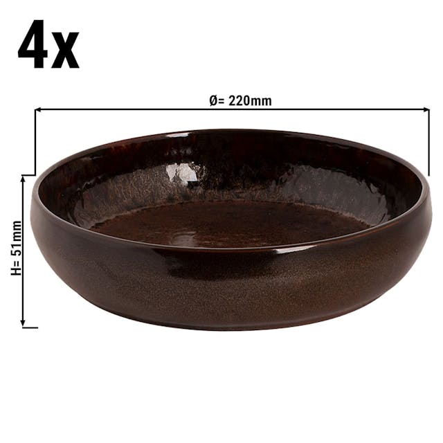(4 Kusy) BAMA COPPER - Hluboký talíř - Ø 220 mm - měď