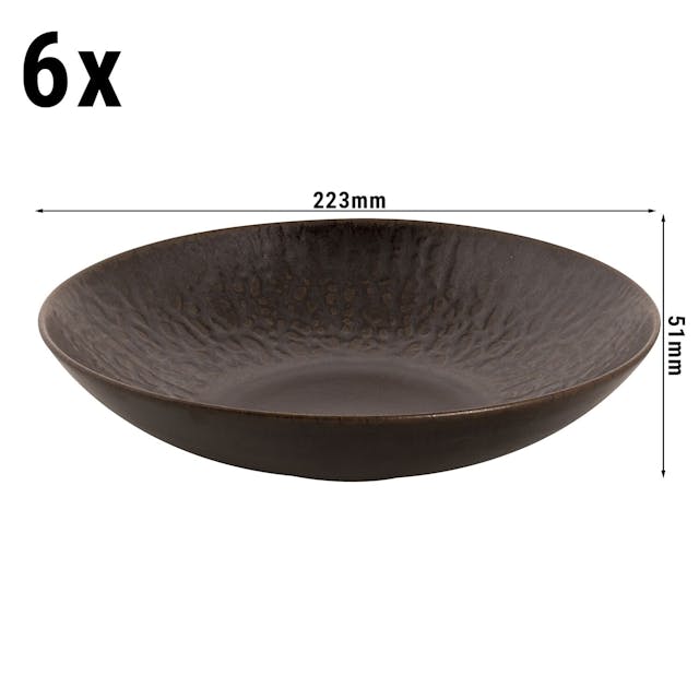 (6 Kusů) Rust - Hluboký talíř - Ø 22 cm - Hnědý