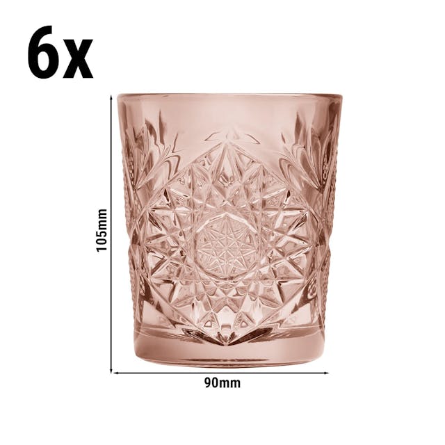 (6 Kusů) Univerzální sklenička - HOBSTAR - 350 ml - růžová