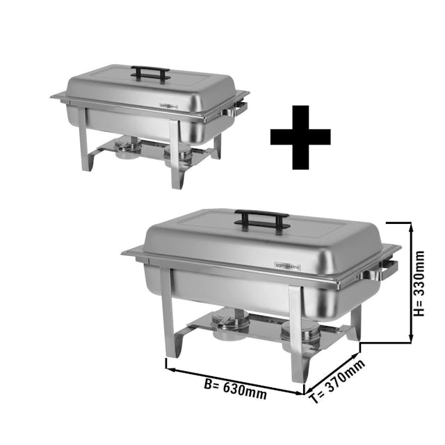 (2 pieces) Chafing dish with lid & stainless steel legs