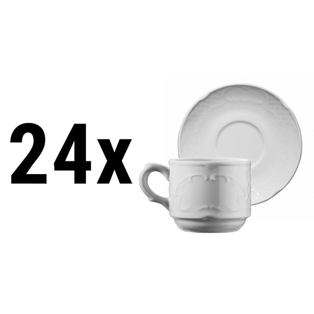 (24 Kusů) CLASICO - Šálek na kávu / čaj - 250 ml - vč. podšálku