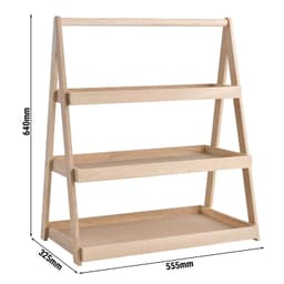 Etažér - VALO - 3patrový - hranatý - dubové dřevo - výška: 640 mm