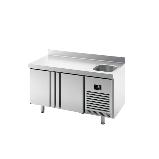 Refrigerated counter Premium PLUS- 1468x700mm - with 1 basin, 2 doors & upstand