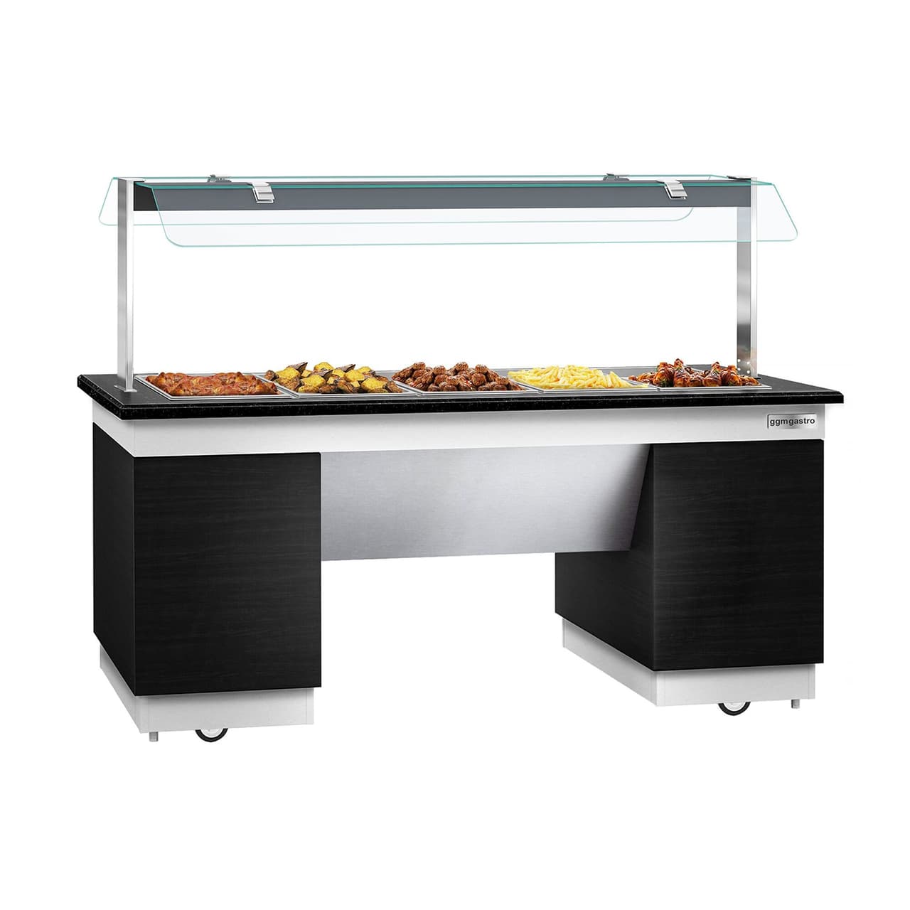 Bufetový pult - s Bain Marie - 2000 mm - s LED osvětlením - pro 5x GN 1/2