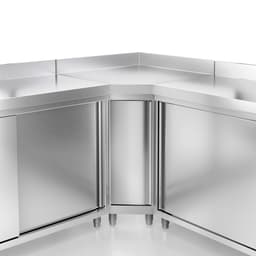 Stainless steel work cabinet ECO - 1600x600mm - with sliding door and backsplash