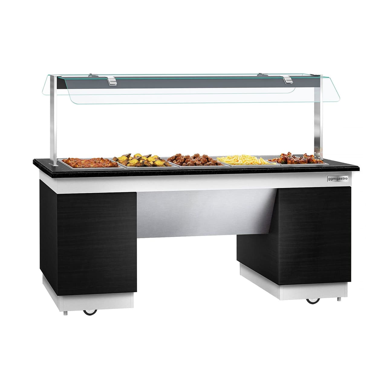 Bufetový pult - s Bain Marie - 2000 mm - s LED osvětlením - pro 5x GN 1/1