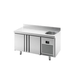 Refrigerated counter Premium PLUS- 1468x600mm - with 1 basin, 2 doors & backsplash