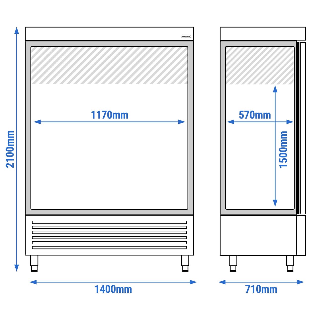 Kühlschrank Edelstahl PREMIUM - 1200 Liter - mit 2 Türen