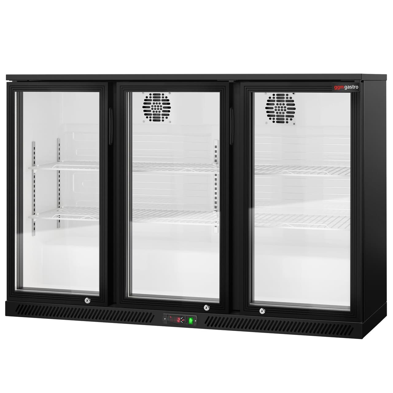 Barkühlschrank - 1330mm - 320 Liter - mit 3 Glasflügeltüren - Schwarz