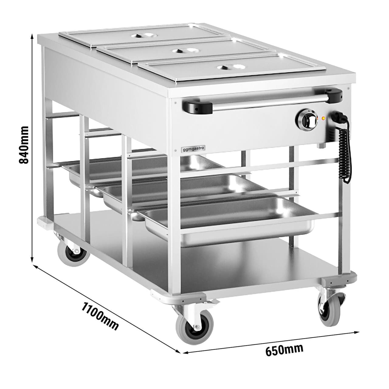 Termo vozík Bain Marie - 3 x GN 1/1