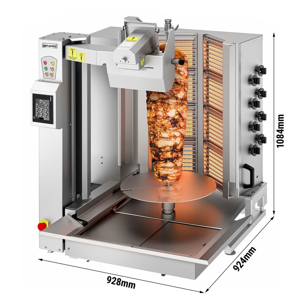 Plynový kebabový robot - 8 hořáků - tvar V - max. 95 kg