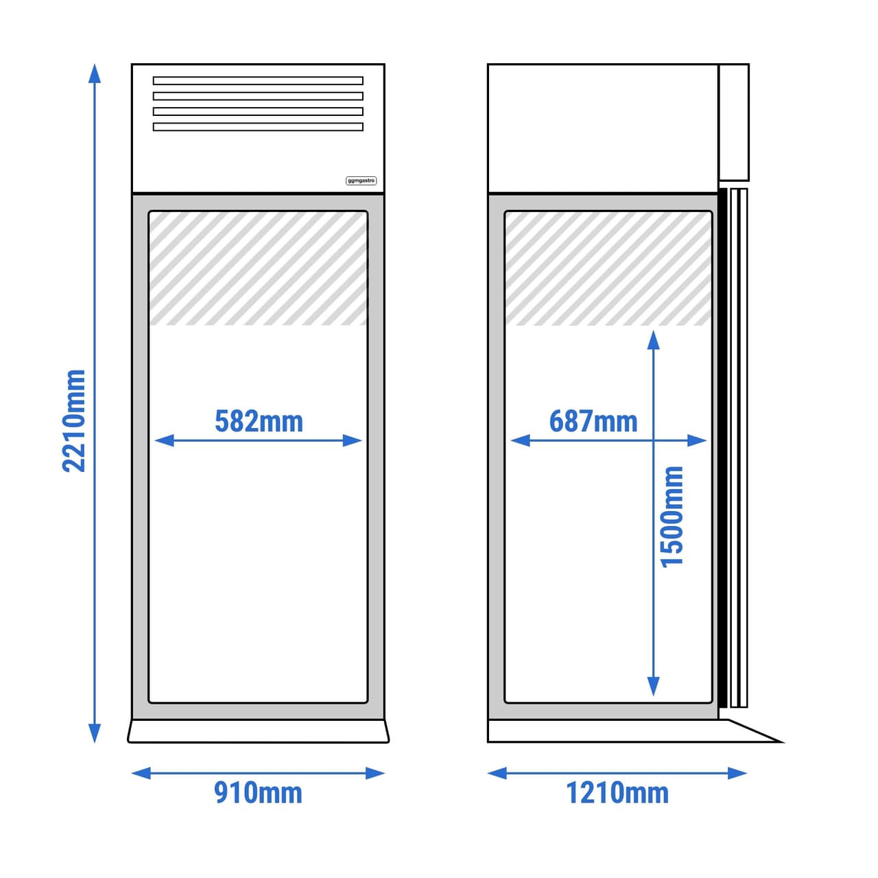 Mrazák s vjezdem (GN 2/1 + EN 600x400) - 700L- s 1 dveřmi