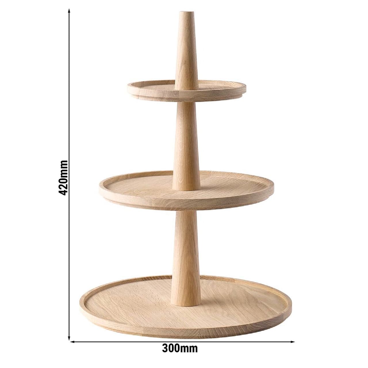 Etagère - VALO - 3-stufig - Rund - Eichenholz - Höhe: 420mm