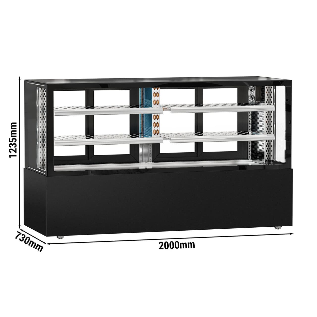 (MUSTER) Masný pult - 2000 mm - s LED osvětlením & 2 policemi