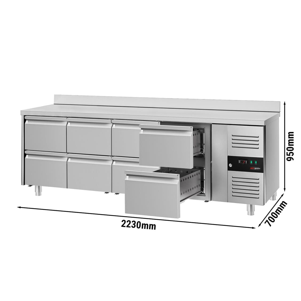 Chladicí stůl ECO - 1795x700mm - s 8 zásuvkami & obkladovým panelem