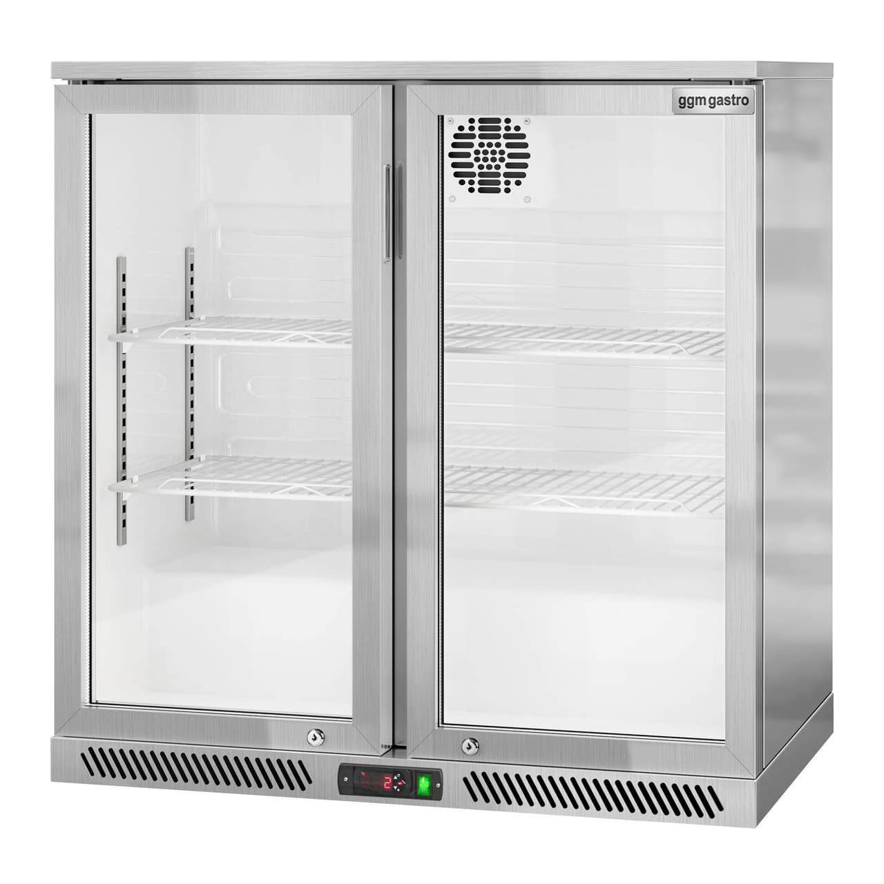 Barkühlschrank - 900mm - 220 Liter - mit 2 Glasflügeltüren - Edelstahl