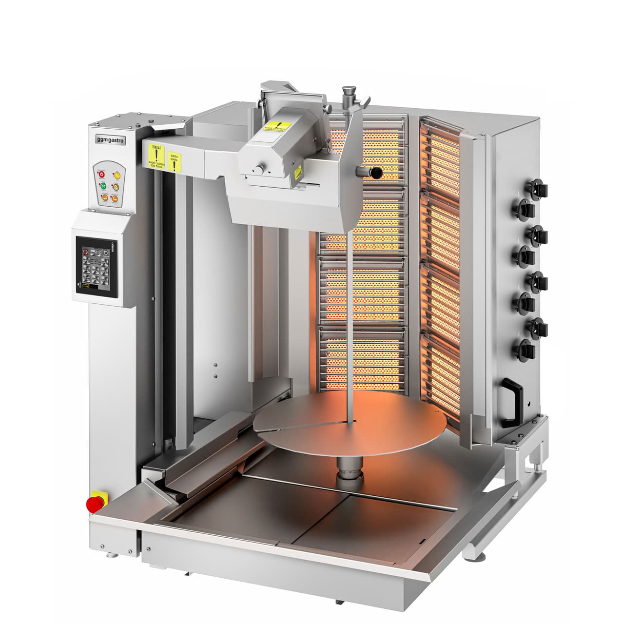 Plynový kebabový robot - 8 hořáků - tvar V - max. 95 kg