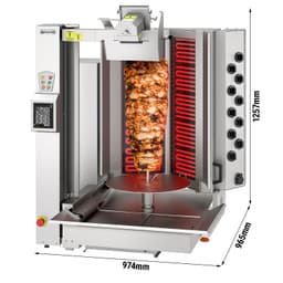 Elektrický kebabový robot - 10 hořáků - tvar V - max. 120 kg