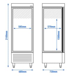 Refrigerator Stainless Steel - 600 litres - with 1 door