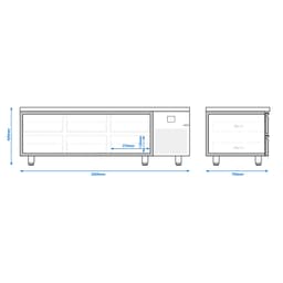 Kühlunterbau Premium - 2000mm - 210 Liter - 6 Schubladen