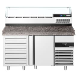 Chladicí stůl na pizzu PREMIUM - 1550x800mm - se 2 dveřmi - vč. chladicí vitríny