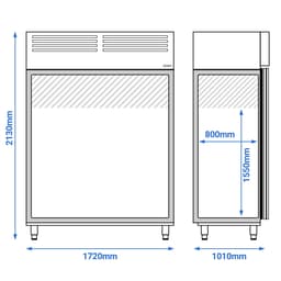 Pekárenská lednice  (EN 60 x 40) - se 2 nerezovými dveřmi