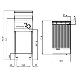 Elektro Bratplatte - 4,8 kW - Gerillt