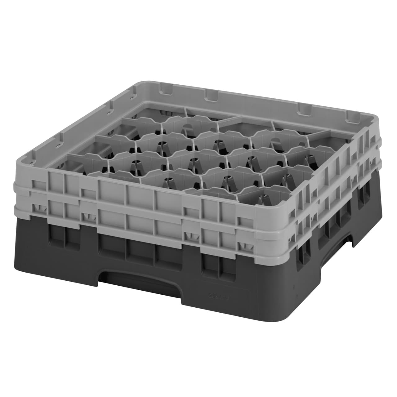 CAMBRO | CAMRACK® - Koš na sklo 1/1 se 2 nástavci - 500x500mm - 20 přihrádek - černý