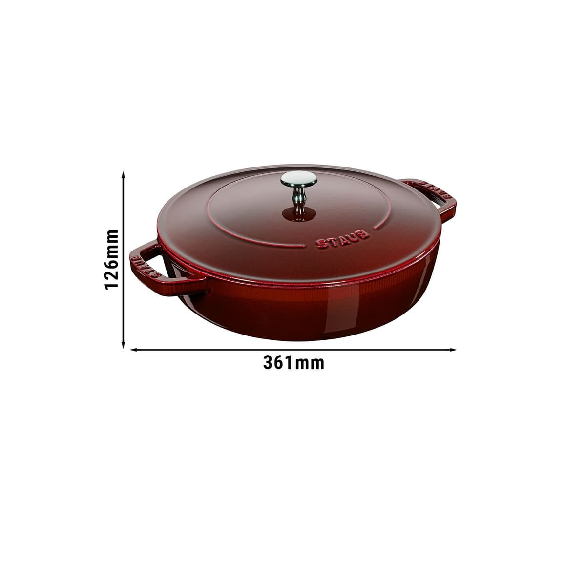 STAUB | BRAISERS - Pečicí hrnec s kapkovitou strukturou Chistera - 280 mm - litina - grenadinově červený