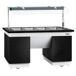 Bufetový pult - s Bain Marie - 1600mm - s LED osvětlením - pro 4x GN 1/1