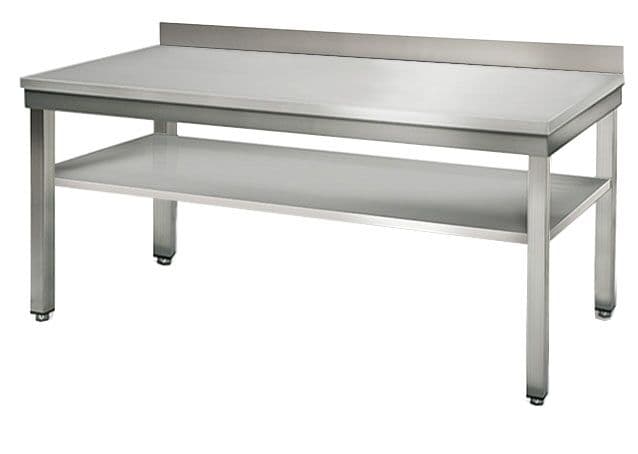 Edelstahl Arbeitstisch ECO - 2000x600mm - mit Grundboden & Aufkantung