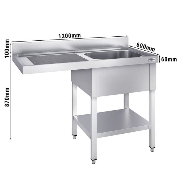 Spülmaschinen-Spültisch - 1200x600mm - mit 1 Becken rechts