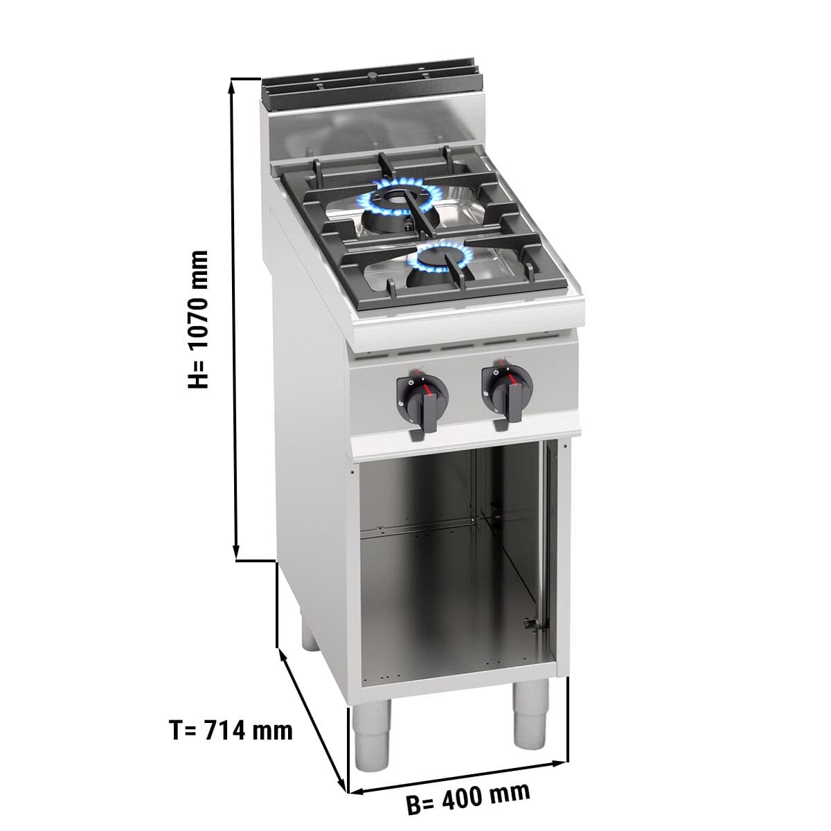 Plynový sporák 2 hořáky (14 kW) - s pilotním plamenem