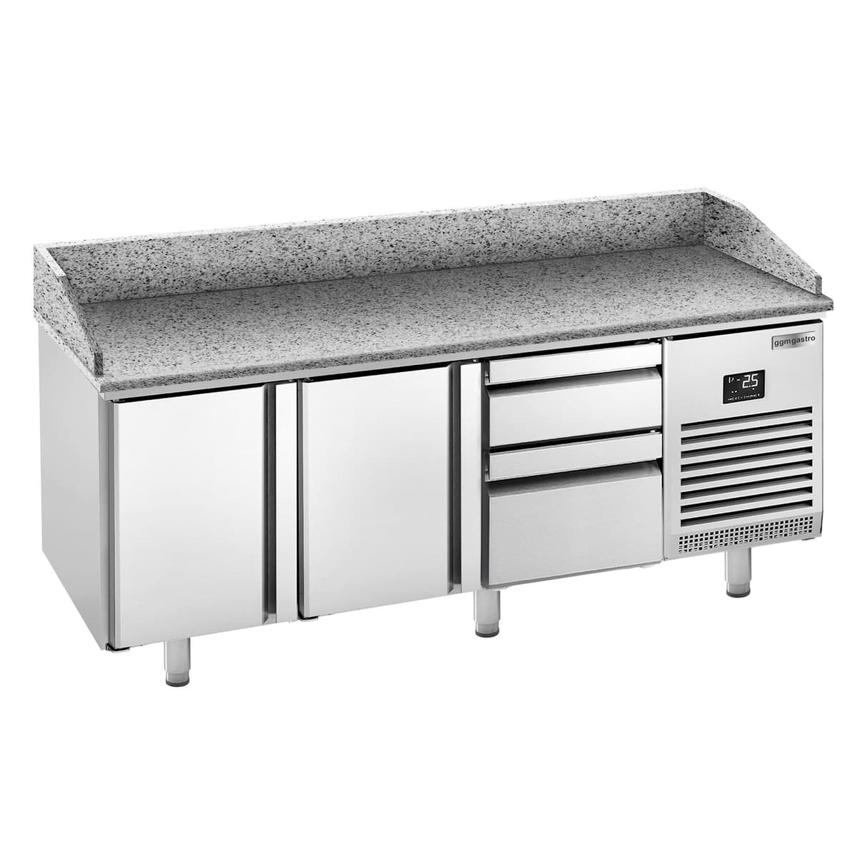 Pizza preparation table  Premium PLUS- 1980x700mm - with 2 doors & 2 drawers