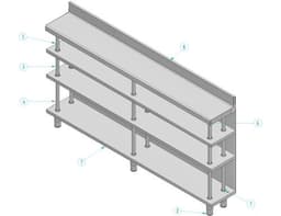 Edelstahl Bar-Arbeitstisch mit 4 Ablagen 2000x300