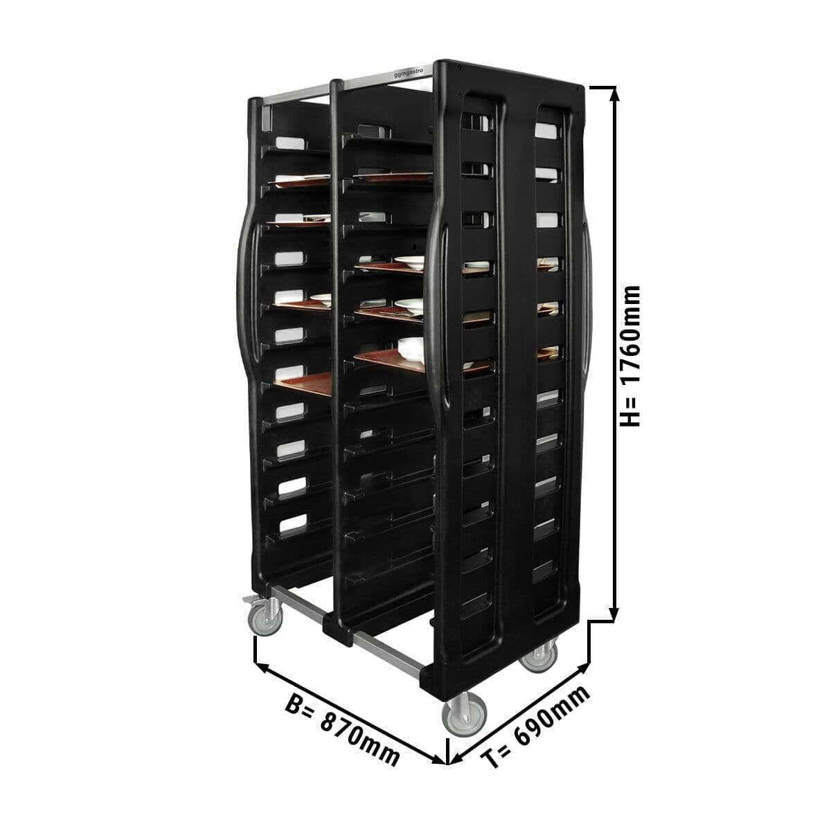 Double tray trolley - for 24x 37 x 53 cm	