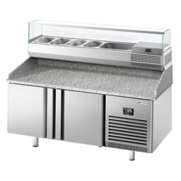 Pizzakühltisch Premium PLUS - 1783x800mm - mit 2 Türen - inkl. Kühlaufsatzvitrine - 6x GN 1/3