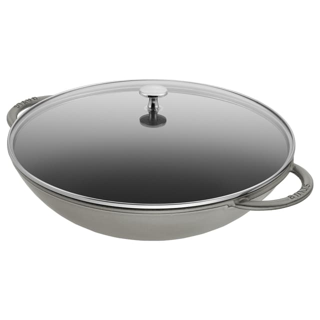 STAUB | SPECIALITY - Wok se skleněnou poklicí - Ø 370 mm - litina - grafitově šedý