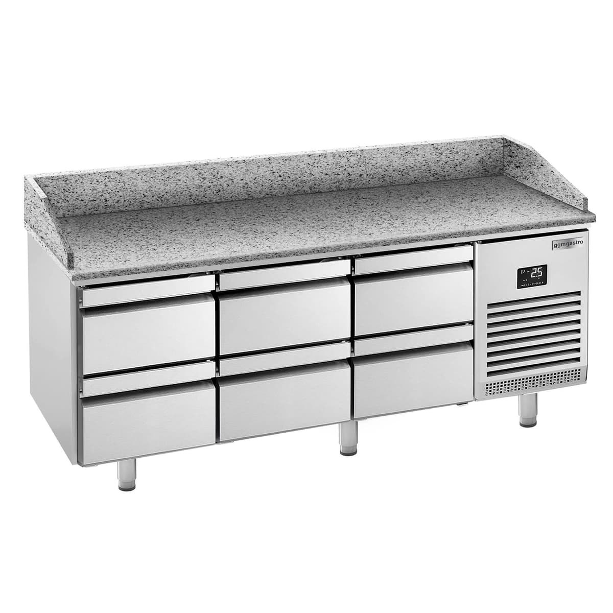 Pizza preparation table  Premium PLUS- 1980x700mm - with 6 drawers