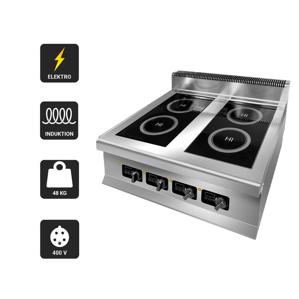 Induction stovetop - with 4 hobs (4 x 3 kW)