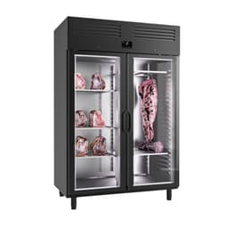 Dry Aging Meat Maturing Cabinet 1.3 m - with 2 Glass Doors - Black	